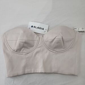 Elagia Women's Cream Corseted Stapless Crop Top Large